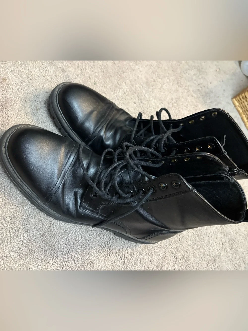 Abound Black Leather Lace-Up Men's Combat Boots